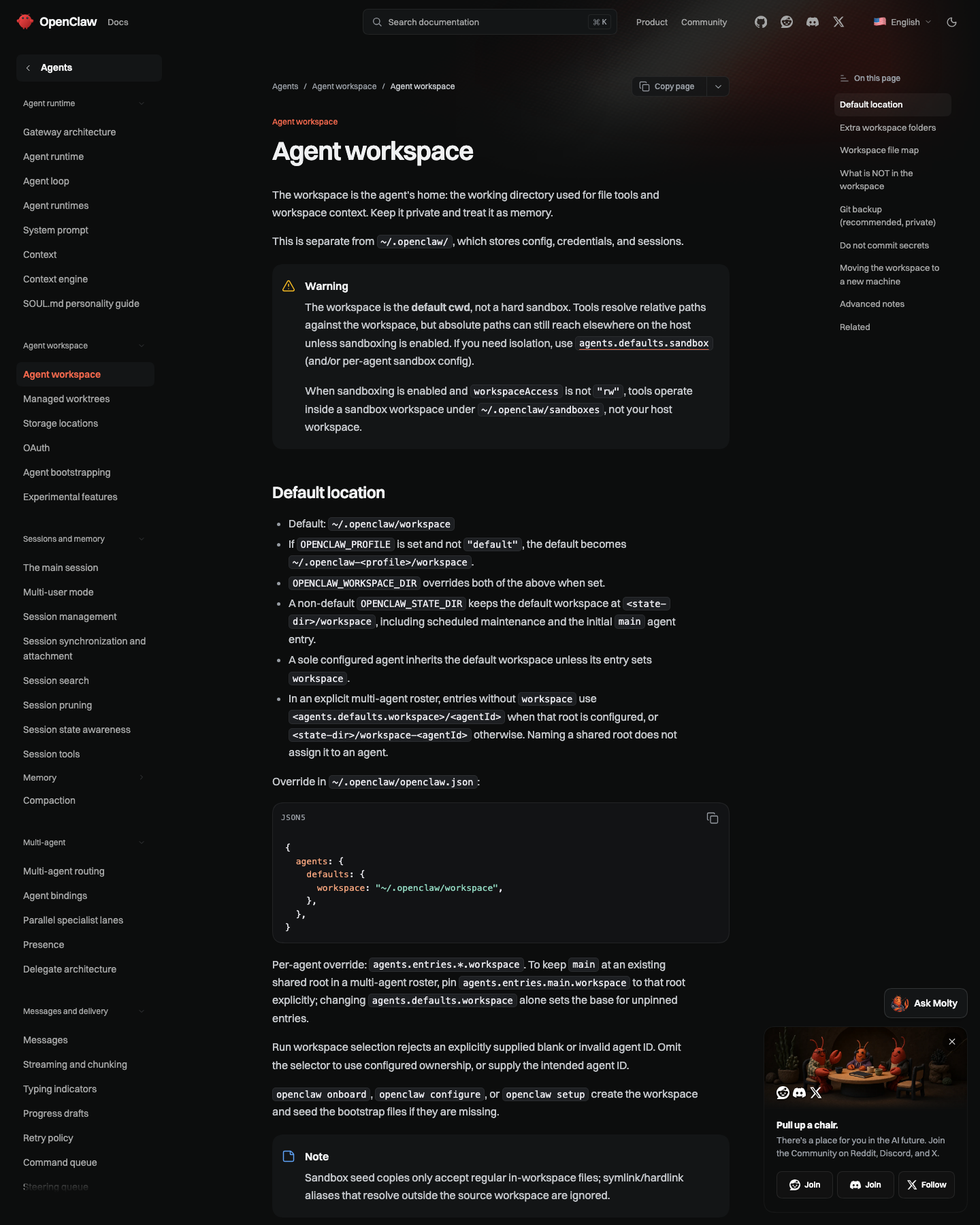 OpenClaw agent workspace 文档实拍
